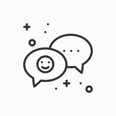 Speech bubble line icon. Conversation chat dialog message question. Thin linear party basic element. Vector simple design. Illustration. Flat symbols, sign.のイラスト素材