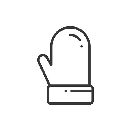 Christmas mitten glove thin line icon. New Year celebration outline decorated pictogram. Xmas winter element. Vector simple flat linear design. Logo illustration. Silhouette symbols. Mitten.の写真素材