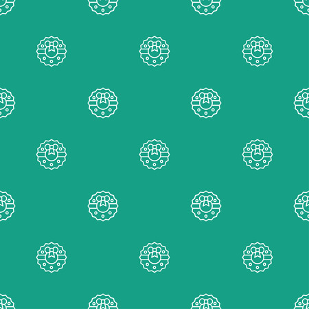 Christmas New Year seamless pattern advent wreath with bow. Holiday background. Advent wreath. Xmas winter trendy decoration. Festive texture. Line vector illustration. Wrapping gift paper.のイラスト素材