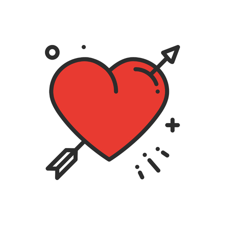 Love line arrow heart icon. Happy Valentine day sign and symbol. Love, couple, relationship, dating, wedding, holiday, romantic amour tattoo theme.のイラスト素材