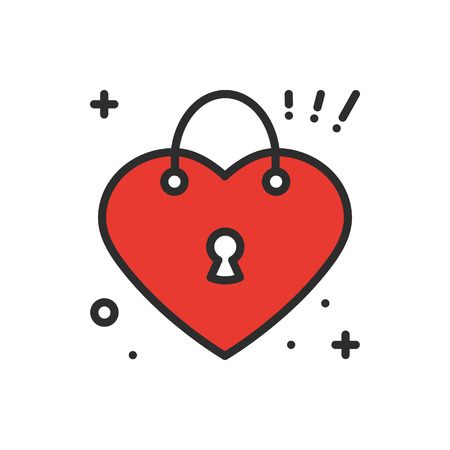 Heart lock line icon. Love sign and symbol. Love, couple, relationship, dating, wedding, holiday, romantic amour tattoo theme Heart shapeのイラスト素材