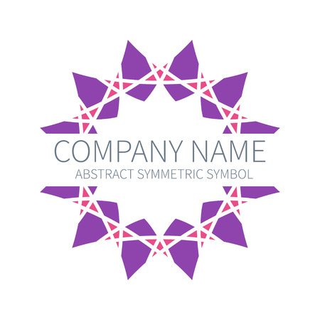 Abstract Symmetry Circle Logo. Harmony Polygon Form. Creative Signs and Symbols. Logotype Template. Pink and purple.のイラスト素材