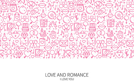 St Valentine's day line banner. Love, romantic, wedding theme. Website design concept. Save the dateのイラスト素材