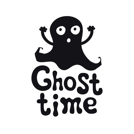 Ghost time. Halloween theme. Handdrawn lettering phrase. Design element for Halloween. Vector handwritten calligraphy quoteのイラスト素材