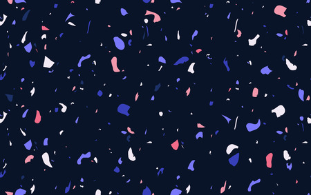 Terrazzo seamless pattern design. Marble. Natural stone, granite, glass, quartz, concrete. Dark background texture in blue colorのイラスト素材