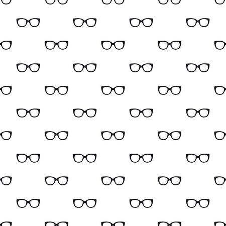Black glasses eyes seamless pattern on white background. Eyeglasses. Vector illustration. Fashion background in minimal designのイラスト素材