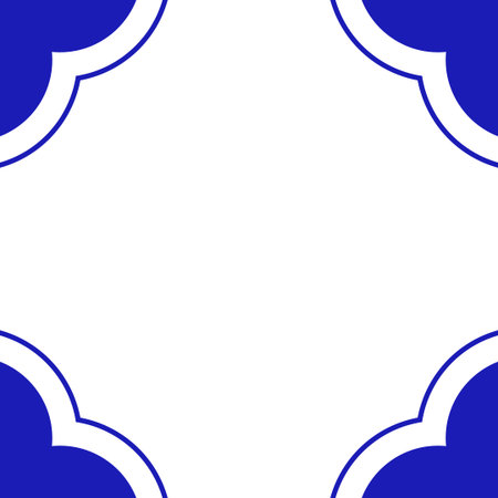 Mexican talavera blue ceramic tile from Puebla. Geometric frame pattern. Vector illustration. Mosaic design art.のイラスト素材
