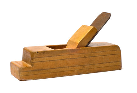 Old wooden plane on a white background.