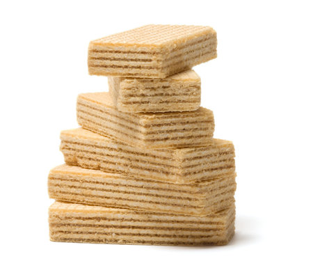 Wafers close up it is isolated on a white background.の写真素材