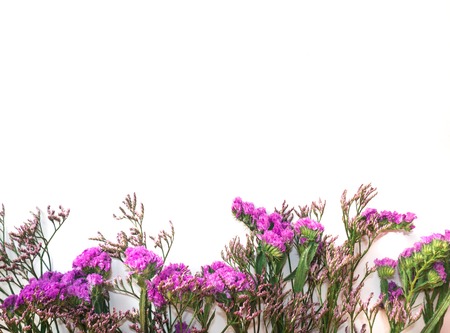 Present cart on white bakground with Pink flowersの写真素材