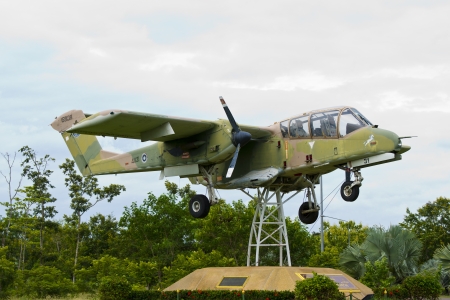 A World War Two P-40 airplane landing at an air show のeditorial素材