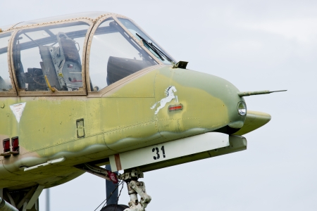 A World War Two P-40 airplane landing at an air show のeditorial素材