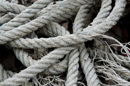roll of rope isolated on white の写真素材