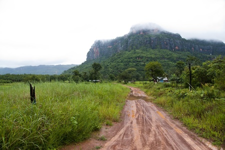Mountain covered with fog の写真素材