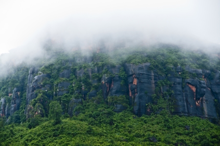 Mountain covered with fog の写真素材
