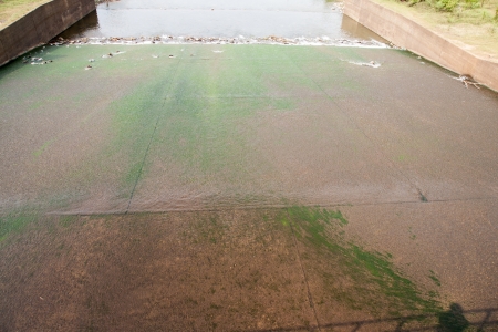 view of a gate in an irrigation canal の写真素材