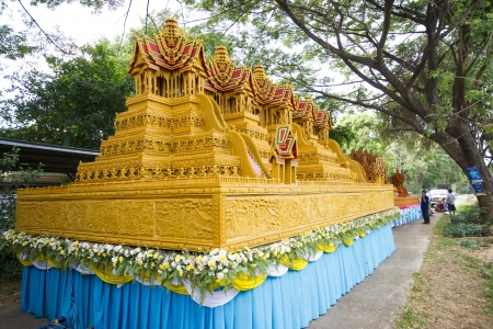 A candle carvings active festival Buddhist Lentの写真素材