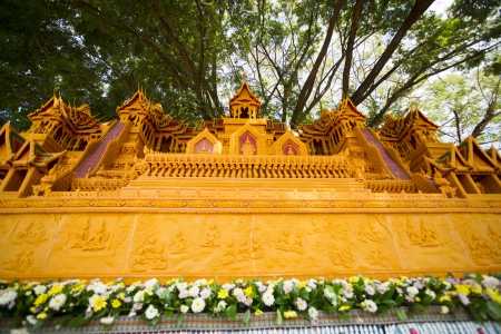 A candle carvings active festival Buddhist Lent の写真素材