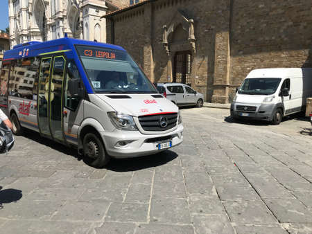 Florence, Italy - 07/14/2018: Public transport in the historical part of Florenceのeditorial素材