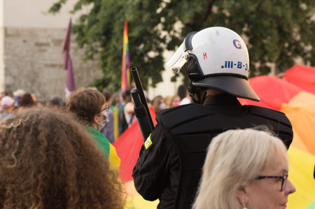 Cracow. Poland - 08/30/2020: Demonstration of supporters of LGBT ideology in Cracow, Main Square