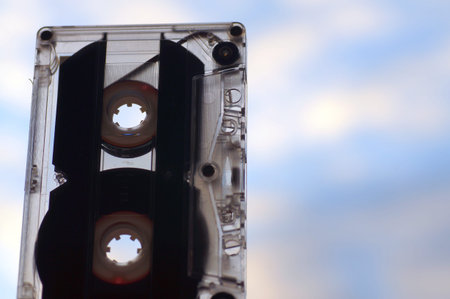 Audio cassette for playback in a tape recorder - manufactured in the 90sの写真素材