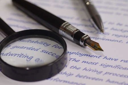 Graphological examination of writing - attributes of a graphologist.の写真素材