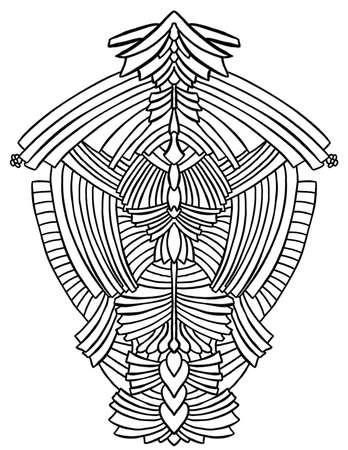 Abstract black and white coloring illustration - fancy symmetrical mosaicの写真素材