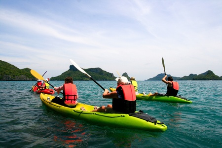 traveler kayaking in the thaiの写真素材