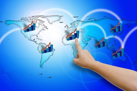 Financial charts and graphs on the worldの写真素材