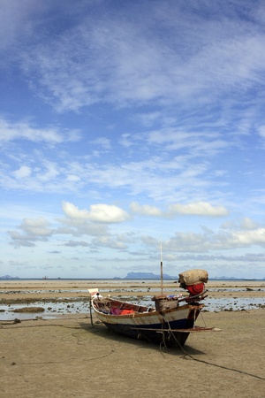 longtail boat on the beach in Koh Samui Thailandの写真素材