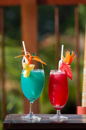 Cocktail Red and Blue fruit juiceの写真素材
