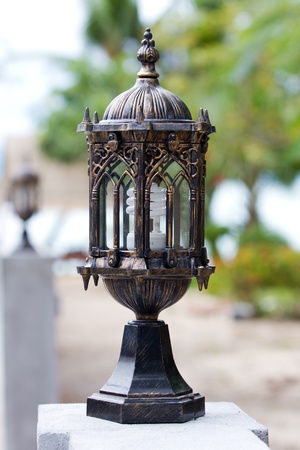 Vintage Lamp in the gardenの写真素材