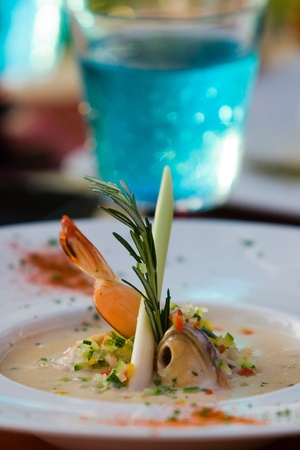 Healthy Seafood Salad with shrimpsの写真素材