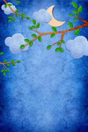 Nature Night recycled papercraft backgroundの写真素材