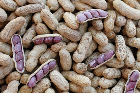 close-up of some peanuts from the market