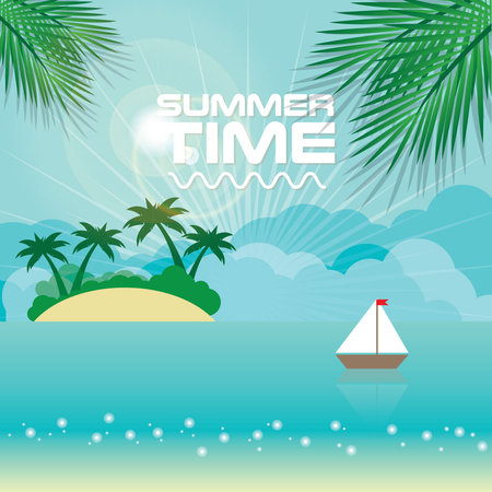 Summer beach background in retro styleのイラスト素材