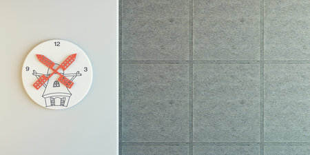 clock with grey concrete wall