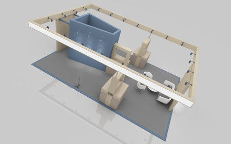 Exhibition Stand in Blue and Beige colors  3d Renderingの写真素材
