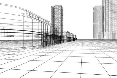 Architecture abstract with black linesの写真素材