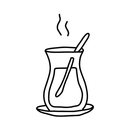 Armudu glass. Vector outline illustration.のイラスト素材