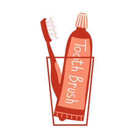 Tooth brush and tooth paste. Vector illustration.のイラスト素材