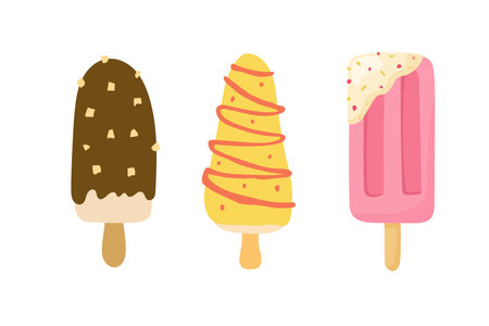 Ice-cream elements. Vector cartoon illustrations.のイラスト素材