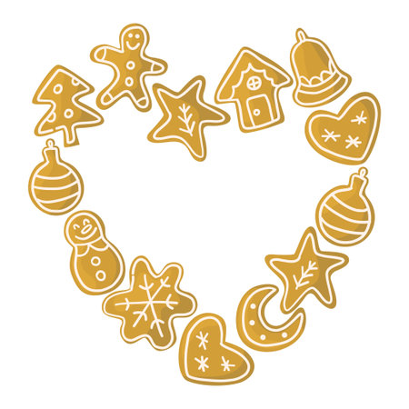 Christmas biscuits hear shape border.のイラスト素材