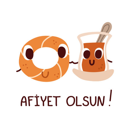 Turkish traditional tea and simit.
