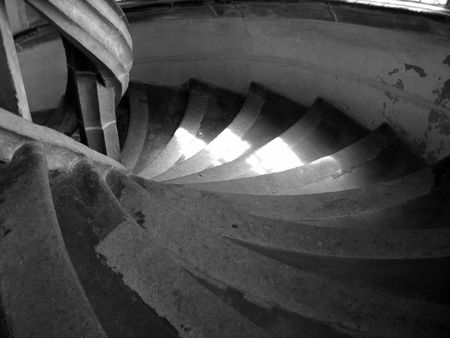 These are Stone Spiral Stairs Black and White の写真素材