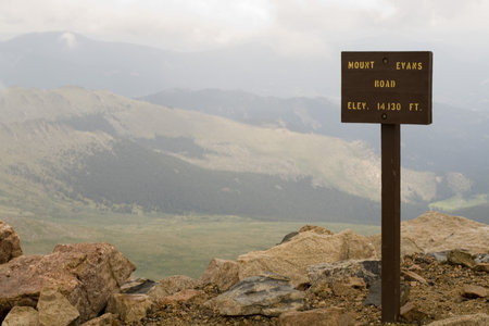 This is the top of Mount Evans Road in Colorado, one of the highest road in the USAの写真素材