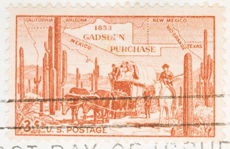 This is a Vintage 1953 Cancelled US Postage Stamp Gadsen Purchaseの写真素材