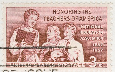This is a Vintage 1956 canceled US stamp Teachers of America NEAの写真素材