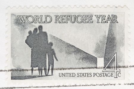 This is a Vintage 1960 canceled US stamp World Refugee Yearの写真素材