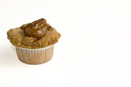 This is a Pecan Cupcake isolated on whiteの写真素材